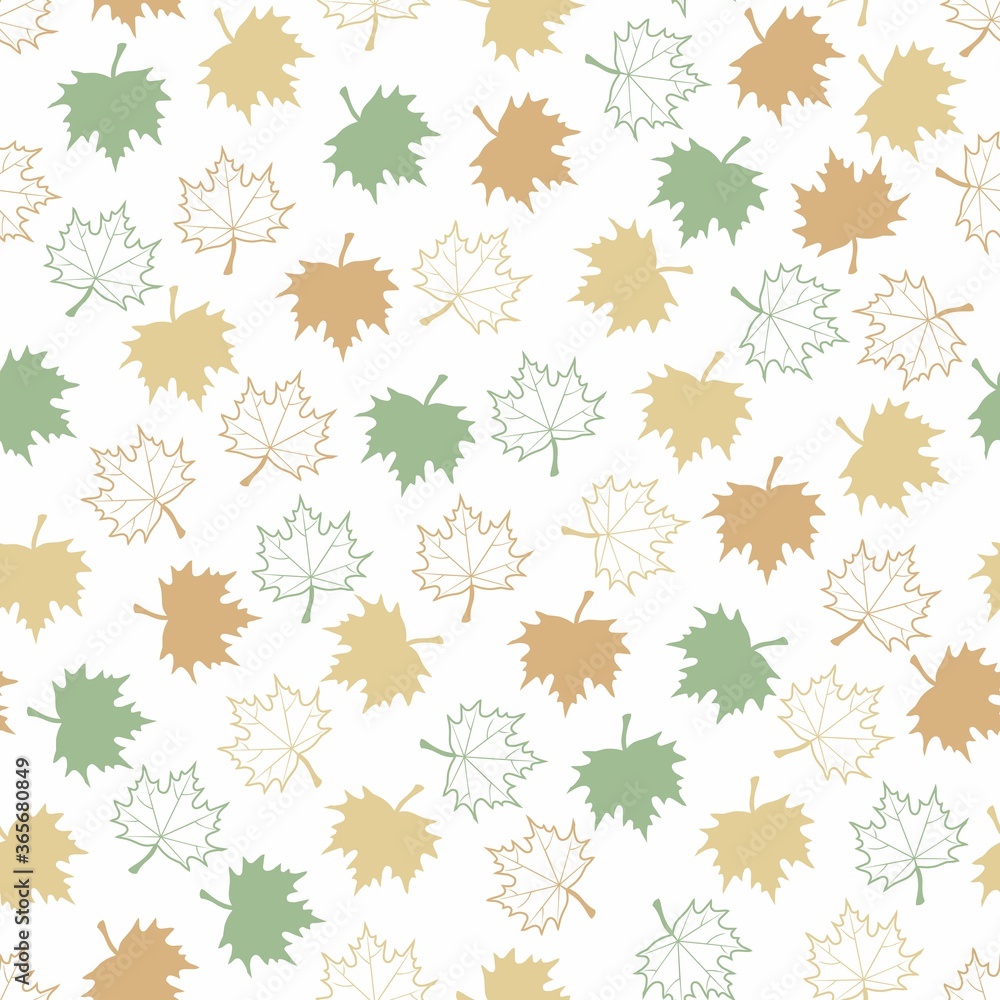 Fall leaf seamless pattern. Autumn maple foliage. Flat design template. Modern leaf texture. Can be used for tile, design fabric, web pages, cover and more creative designs Fall leaf seamless pattern. Autumn maple foliage. Flat design template. Modern leaf texture. Can be used for tile, design fabric, web pages, cover and more creative designs
