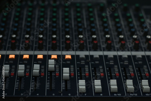 Large mixing console close up