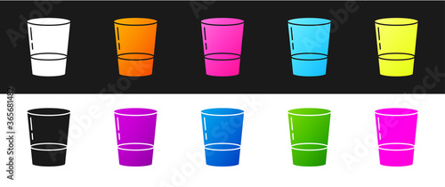 Set Glass with water icon isolated on black and white background. Soda glass. Vector Illustration.