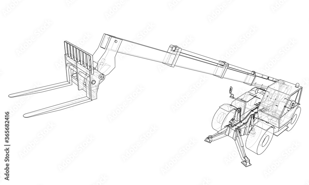 Forklift concept. 3d illustration