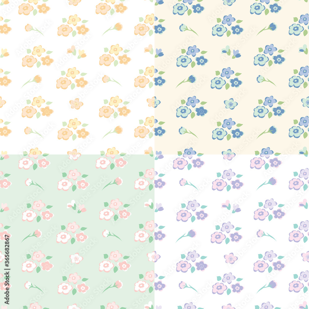 Floral vector seamless pattern set Floral vector seamless pattern set