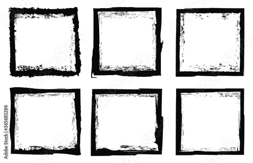 Set of grunge square frames.