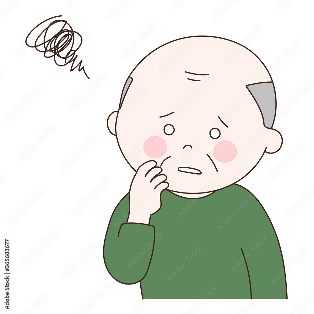 Elderly man having some problems with memory loss. Vector illustration isolated on white background. Elderly man having some problems with memory loss. Vector illustration isolated on white background.