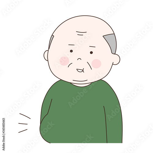 Elderly man having a pot belly. Vector illustration isolated on white background.