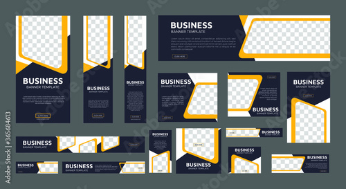 set of creative web banners of standard size with a place for photos. Business ad banner. Vertical, horizontal and square template. vector illustration EPS 10