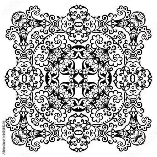 Vector black floral ethnic ornamental illustration