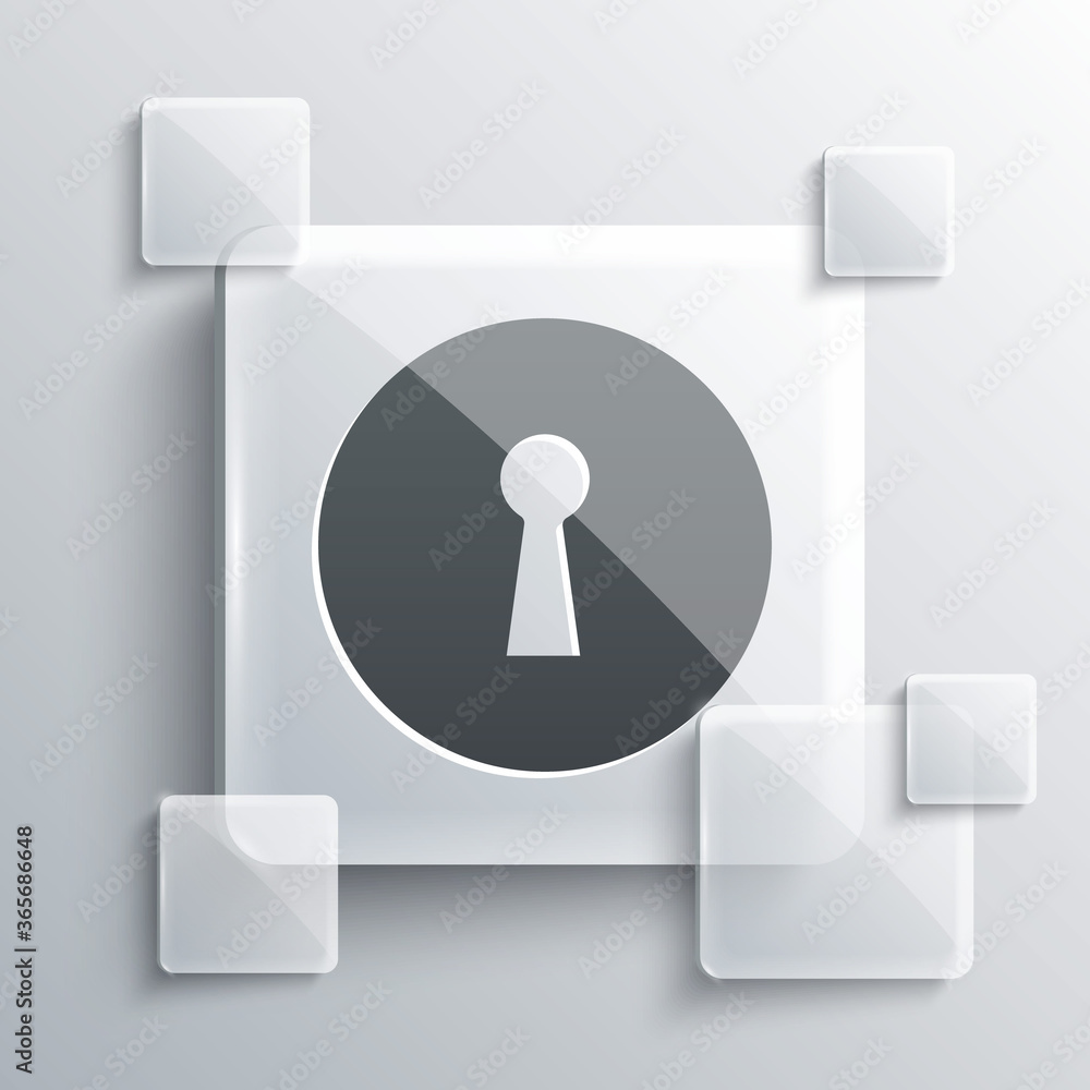 Grey Keyhole icon isolated on grey background. Key of success solution. Keyhole express the concept of riddle, secret, security. Square glass panels. Vector Illustration. Grey Keyhole icon isolated on grey background. Key of success solution. Keyhole express the concept of riddle, secret, security. Square glass panels. Vector Illustration.
