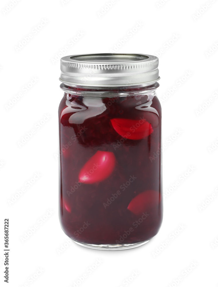 Pickled beets in glass jar isolated on white Pickled beets in glass jar isolated on white