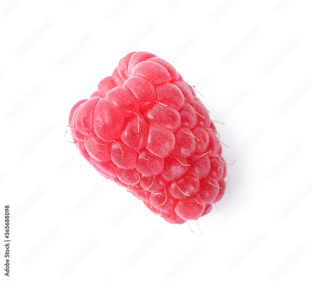Delicious fresh ripe raspberry isolated on white, top view Delicious fresh ripe raspberry isolated on white, top view