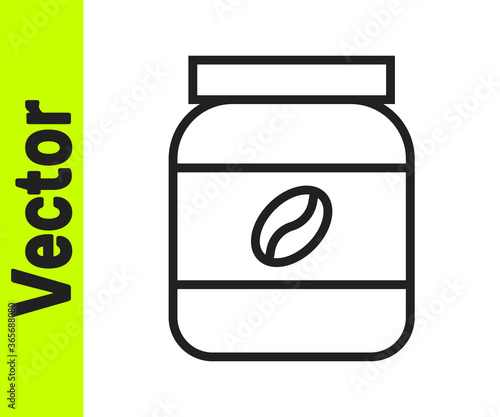 Black line Coffee jar bottle icon isolated on white background. Vector Illustration.