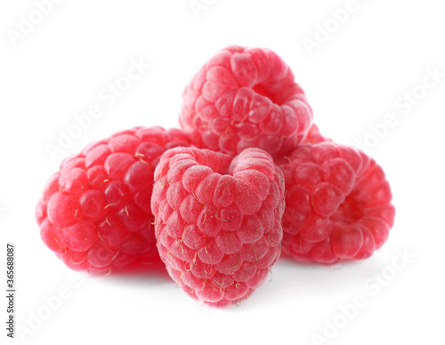 Delicious fresh ripe raspberries isolated on white