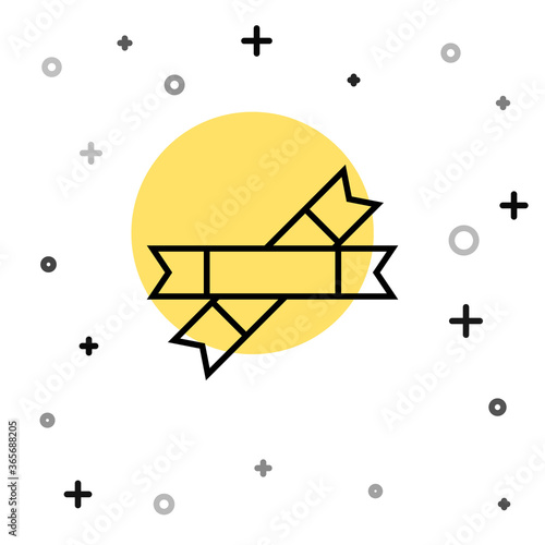 Black line Sugar stick packets icon isolated on white background. Blank individual package for bulk food products as coffee, salt, spices. Random dynamic shapes. Vector Illustration.