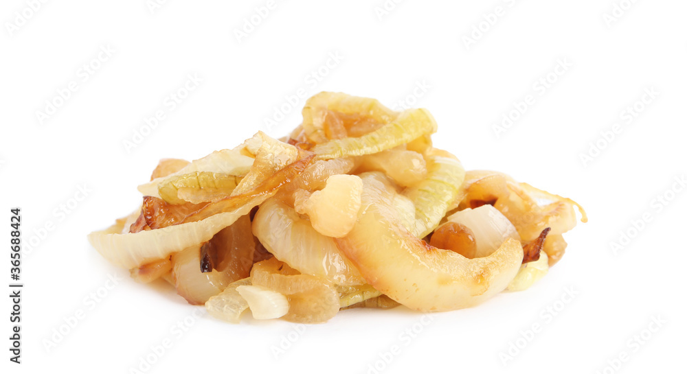 Pile of tasty fried onion isolated on white Pile of tasty fried onion isolated on white