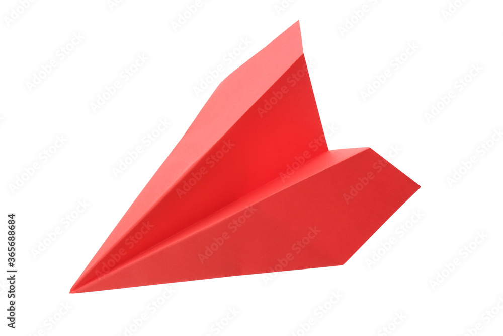 Handmade red paper plane isolated on white Handmade red paper plane isolated on white