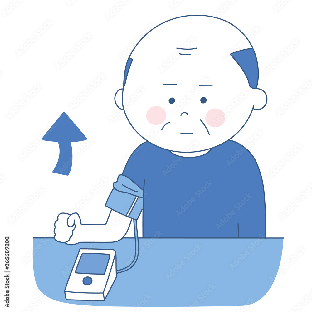 Elderly man suffer from high blood pressure. Two-tone vector illustration. Elderly man suffer from high blood pressure. Two-tone vector illustration.