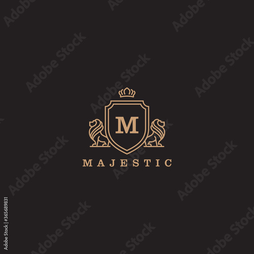 Fototapeta Coat Of Arms Lion Majestic Logo With Luxury