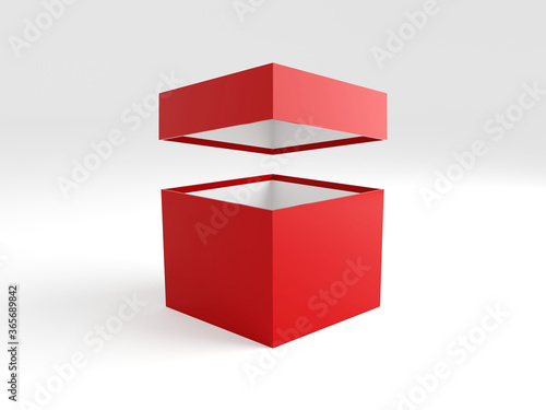 Opened red gift box 3d illustration
