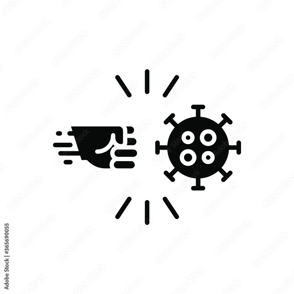 Fist kicking, fist kick by bacteria for protect virus, punching hands to fight coronavirus icon. Conquer infection disease with hand fist attack solid Vector illustration design white background EPS10 Fist kicking, fist kick by bacteria for protect virus, punching hands to fight coronavirus icon. Conquer infection disease with hand fist attack solid Vector illustration design white background EPS10