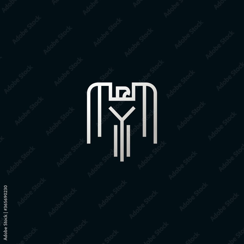 Line Eagle Logo With Luxury, Silver Colour Isolated In Black Background. Vector Illustration Line Eagle Logo With Luxury, Silver Colour Isolated In Black Background. Vector Illustration