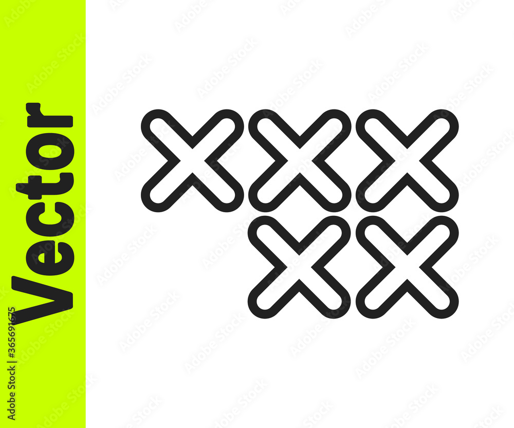 Obraz premium Black line Adjustable embroidery hoop icon isolated on white background. Thread and needle for embroidery. Vector Illustration.