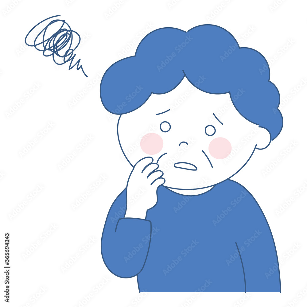Elderly woman having some problems with memory loss. Vector illustration isolated on white background. Elderly woman having some problems with memory loss. Vector illustration isolated on white background.