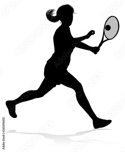 A tennis player woman silhouette sports person design element