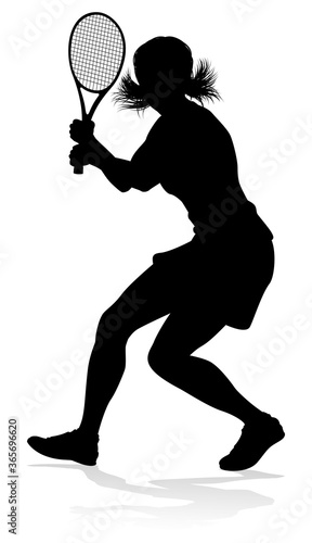 A tennis player woman silhouette sports person design element