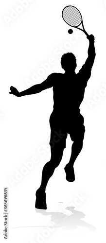 A tennis player man silhouette sports person design element