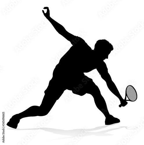 A tennis player man silhouette sports person design element