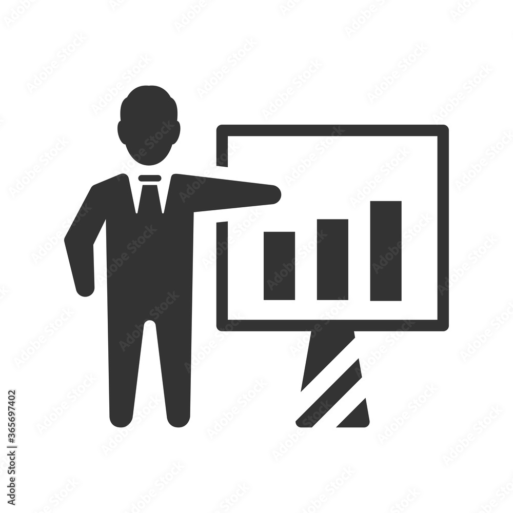 Presentation bar chart, report icon
