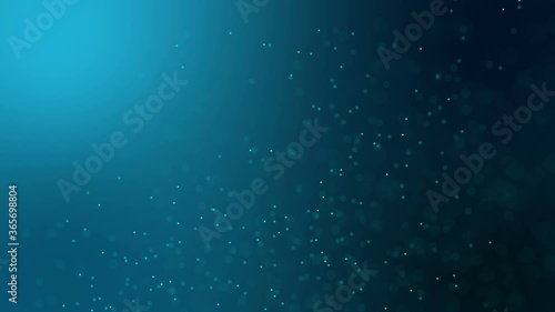 Small blue particles slowly move on a dark blue gradient background.