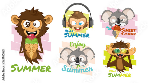 Cute Tropical animal collection for merchandising
