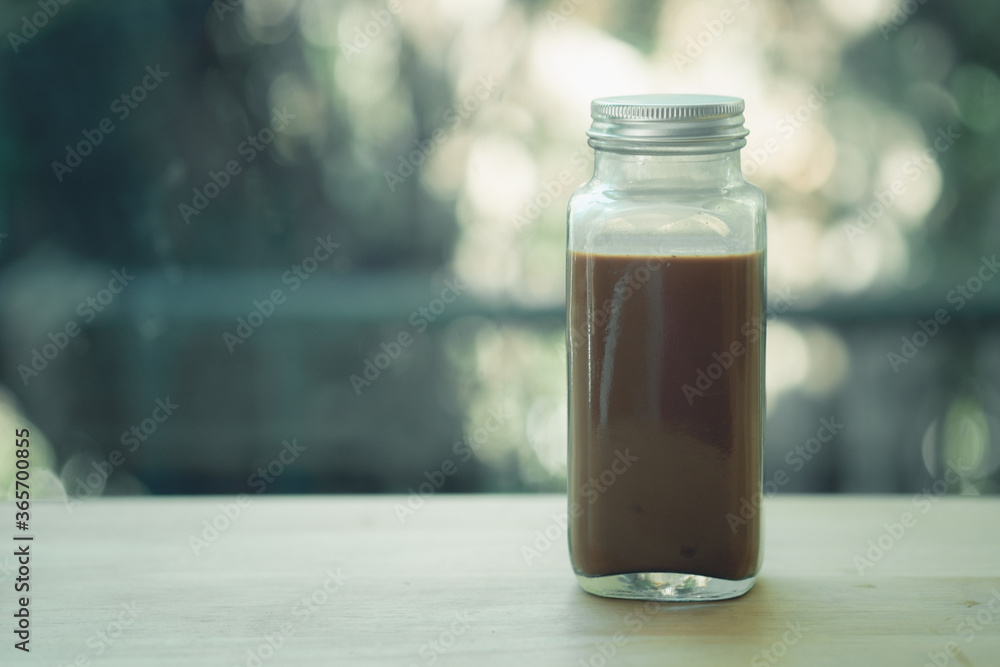 Coffee mocha in glass bottle Coffee mocha in glass bottle