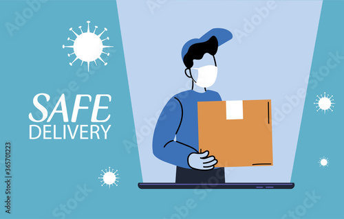 domiciliary man carrying safe packages in the city