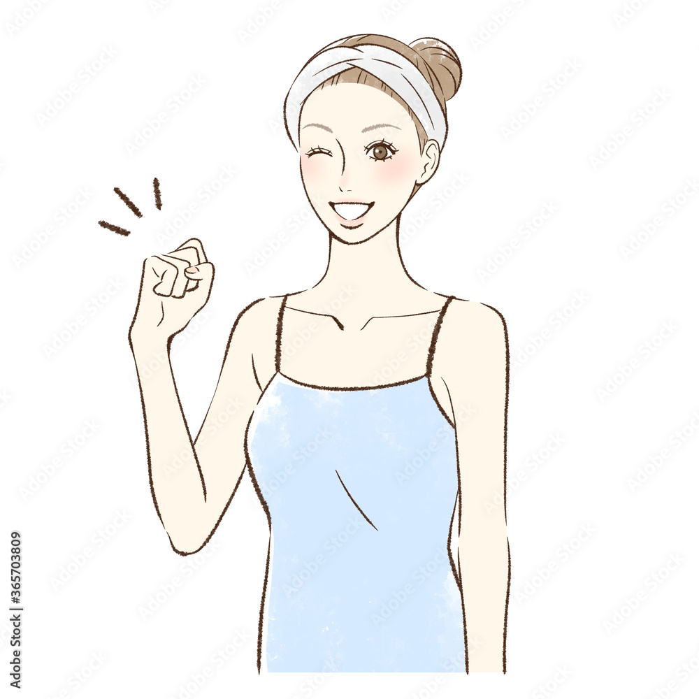 ガッツポーズする女性 ガッツポーズする女性