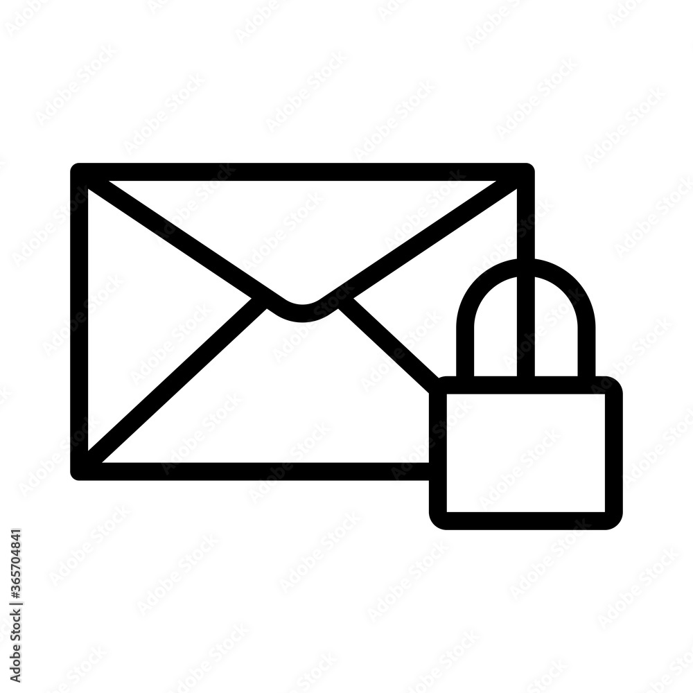 safe padlock with envelope data security line style safe padlock with envelope data security line style