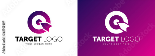 Target hit two circle with arrow Branding Identity Corporate vector logo design template.