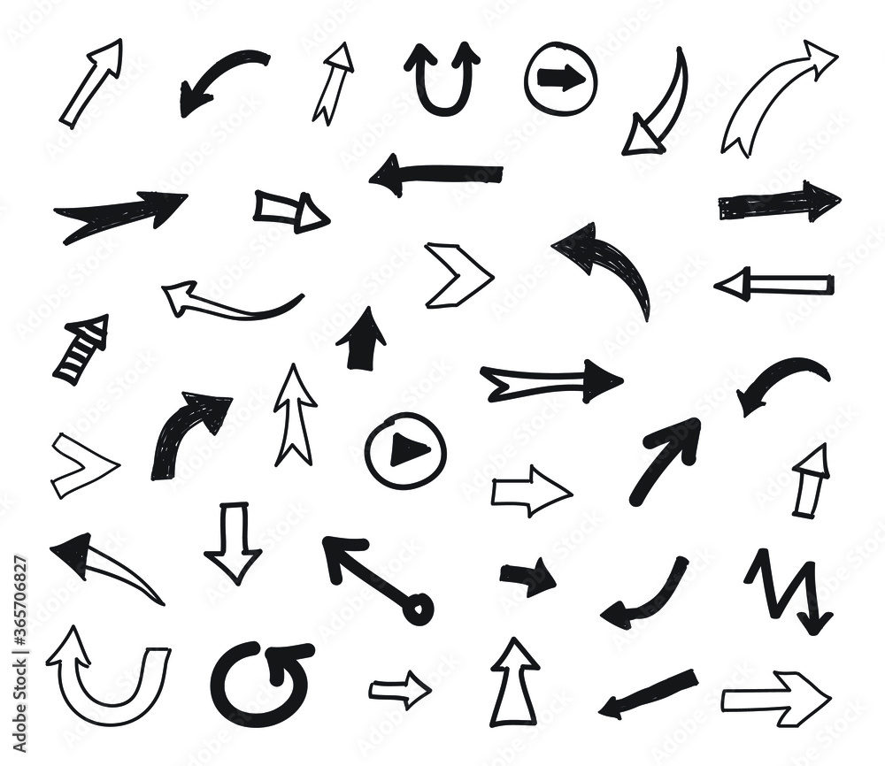 Set of hand drawn arrows Set of hand drawn arrows