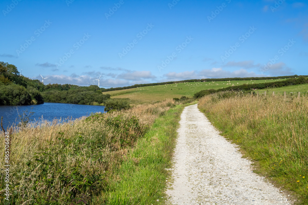Path around Upper Tamar Lake, on the Devon / Cornwall border, UK.