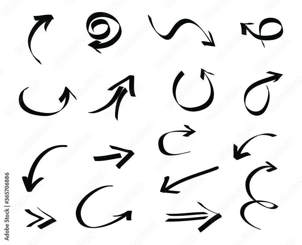 Set of vector hand drawn arrows. Set of vector hand drawn arrows.