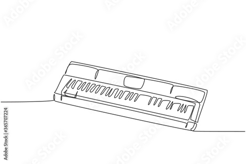 Single continuous line drawing of electric synthesizer. Music instruments concept. Trendy one line draw design vector graphic illustration