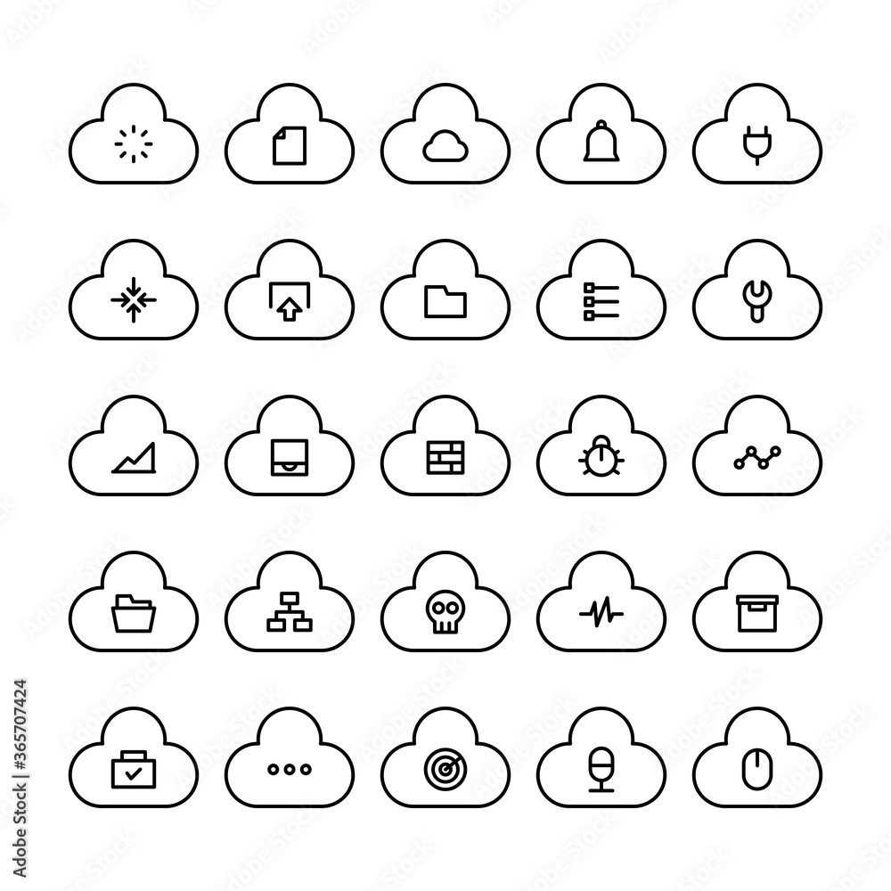 cloud service icons vector set line design cloud service icons vector set line design