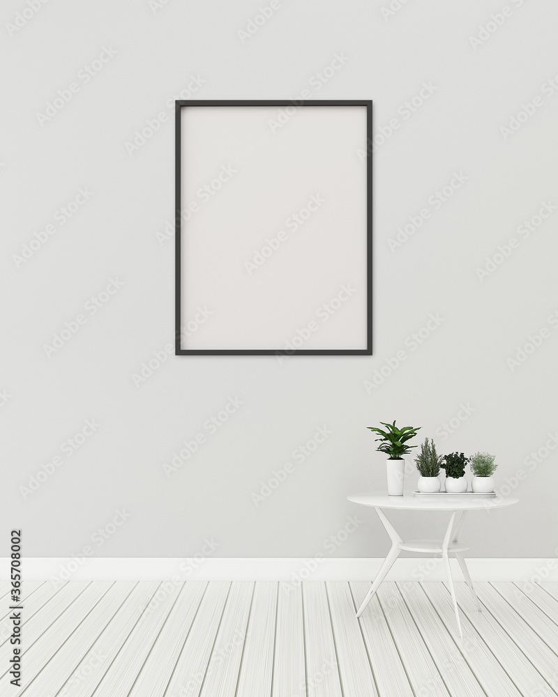 Common space in apartment. Living room with modern table. scandinavia style interior design. -3d rendering Common space in apartment. Living room with modern table. scandinavia style interior design. -3d rendering