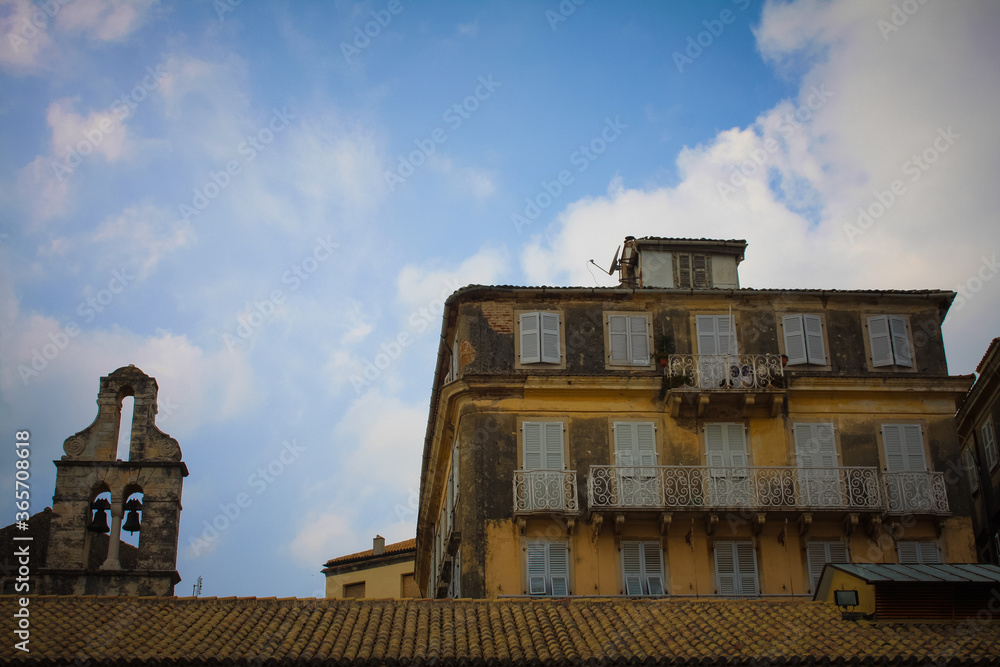 Old traditional buildings in Corfu town, Greece Old traditional buildings in Corfu town, Greece