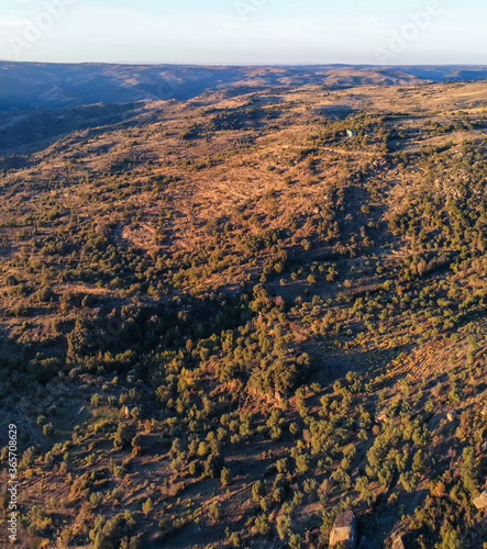 Aerial view of landscape in National Park of Spain. Drone Photo