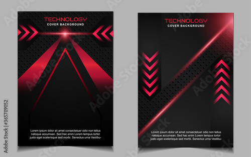 Abstract futuristic cover a4 background template with red technology style concept on black shapes. Modern layout vector design can use banner gaming, presentation business sport, automotive event