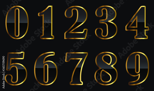 Luxury black and gold numbers set.
