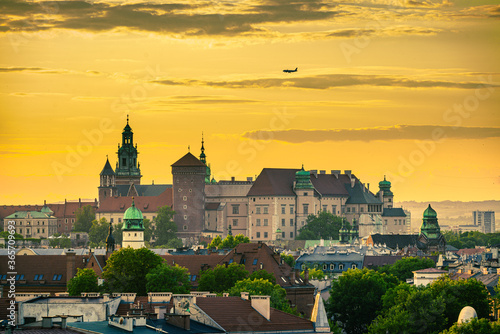 Wawel, zachód słońca, Kraków, Polska