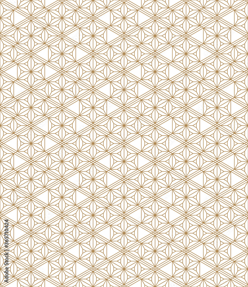 Seamless geometric pattern in golden and white.Japanese style Kumiko. Seamless geometric pattern in golden and white.Japanese style Kumiko.
