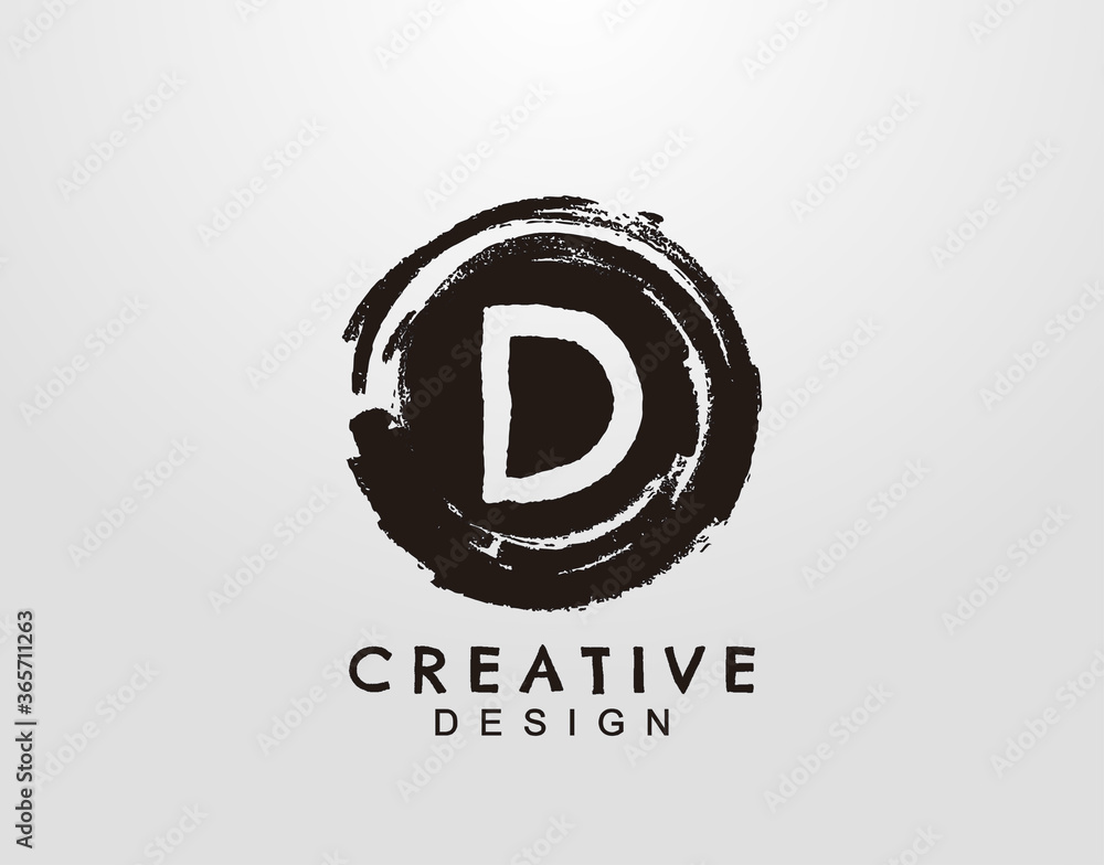 Letter D Logo With Circle Grunge Splatter Element. Retro logo design template. Letter D Logo With Circle Grunge Splatter Element. Retro logo design template.